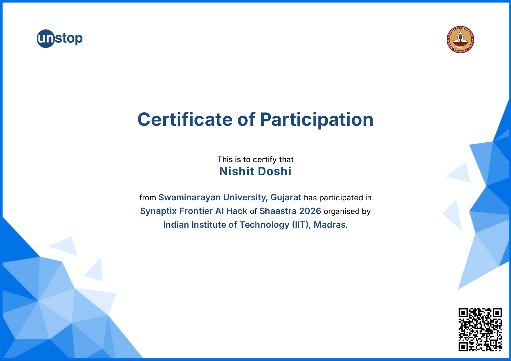 Nishit Doshi | Full Stack Developer Portfolio